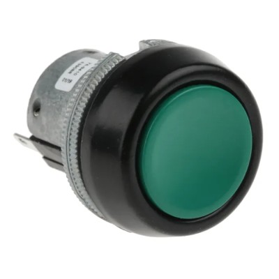 ITW Switches Momentary Panel Push Button Switch 22 mm Cutout, SPDT, Clear LED, IP67, Green, 250 V AC 10A 76-9410/439088G