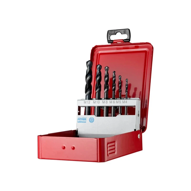 Dormer Tap & Drill Set, HSS, Metric, M4 to M12 Thread Size, 6 Pieces, L126650