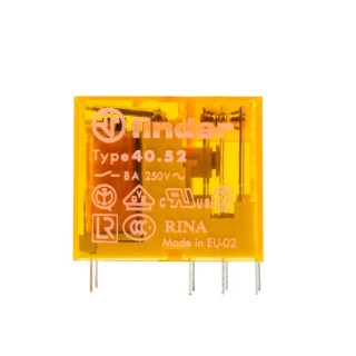 Finder PCB Power Relay 230V AC Coil 8A DPDT 40 Series Solder Terminal 40.52.8.230.0000