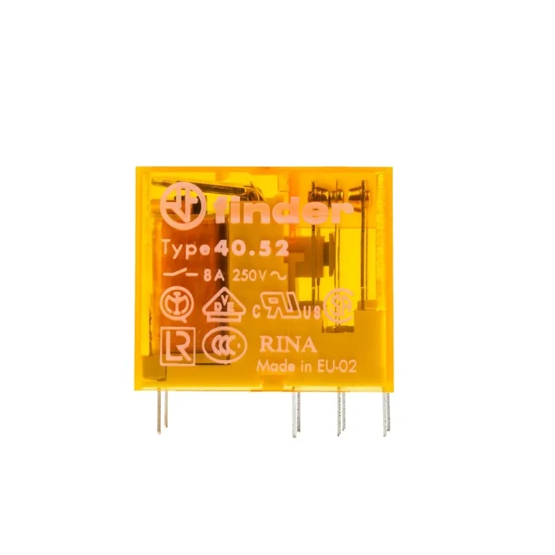 Finder PCB Power Relay 230V AC Coil 8A DPDT 40 Series Solder Terminal 40.52.8.230.0000