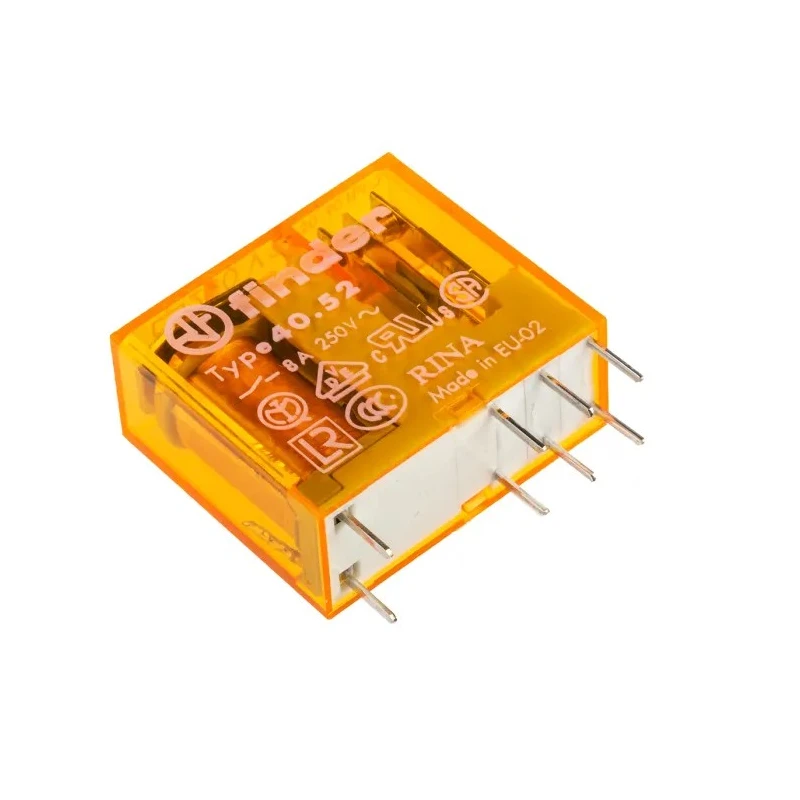 Finder PCB Power Relay 230V AC Coil 8A DPDT 40 Series Solder Terminal 40.52.8.230.0000