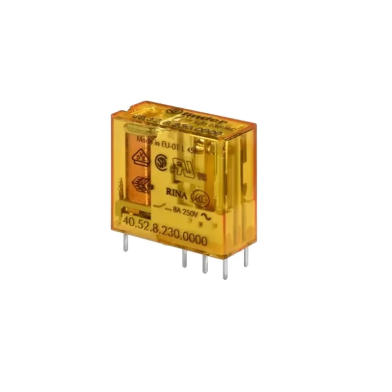 Finder PCB Power Relay 230V AC Coil 8A DPDT 40 Series Solder Terminal 40.52.8.230.0000