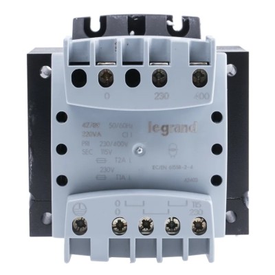 Legrand Chassis Mount Transformer, 1 Output, 220 VA, 115/230 V Primary Secondary, 110x96x115 mm, Model 0 427 89