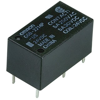 Omron PCB Power Relay 24V DC, 5A Switching Current, DPST, Solder Terminal, G6B-2214P-US DC24