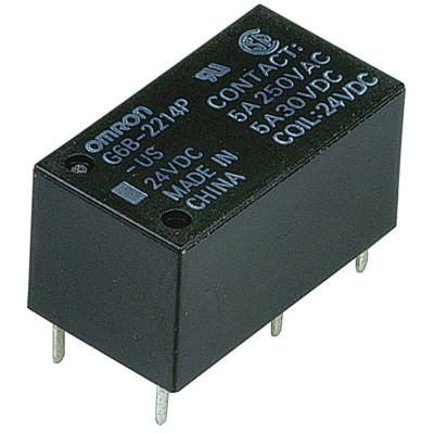 Omron PCB Power Relay 24V DC, 5A Switching Current, DPST, Solder Terminal, G6B-2214P-US DC24