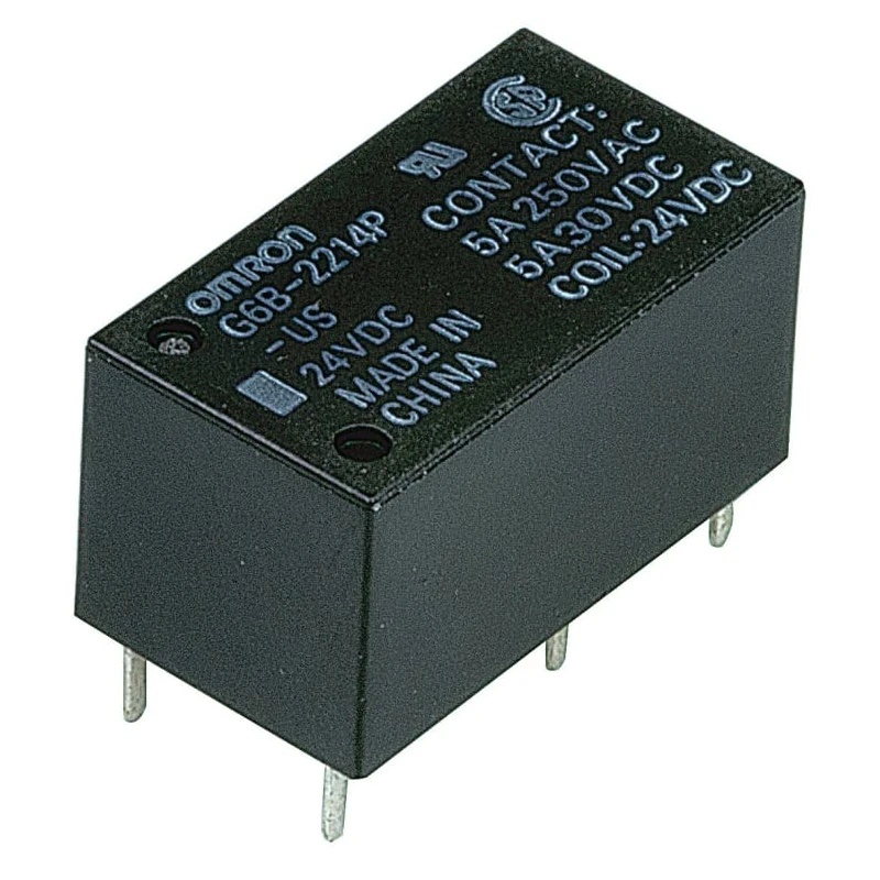 Omron PCB Power Relay 24V DC, 5A Switching Current, DPST, Solder Terminal, G6B-2214P-US DC24