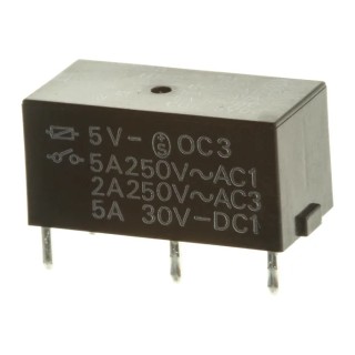 Omron PCB Power Relay 5V DC Coil, 5A Switching Current, SPST, Subminiature, G6B-1114P-US-SV DC5