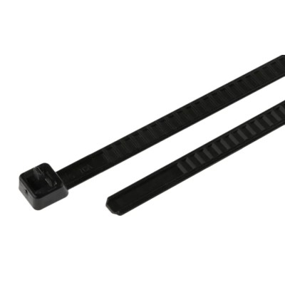 HellermannTyton Releasable Cable Tie, Black, Polyamide 66, 195 mm x 4.7 mm, LR55 Series 115-00002 LR55R-PA66HS-BK