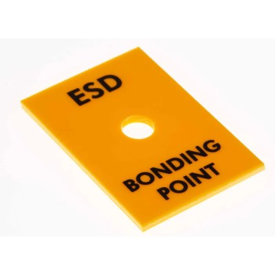 RS PRO ESD Rack Bonding Point, 10 mm Stud, Mounting Plate 25x35 mm, Yellow ABS 392-141