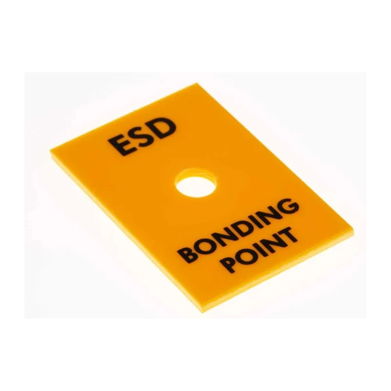 RS PRO ESD Rack Bonding Point, 10 mm Stud, Mounting Plate 25x35 mm, Yellow ABS 392-141