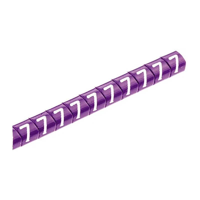 HellermannTyton Helagrip Slide-On Cable Marker, Pre-Printed '7', Violet, PVC, For 4–9mm Cable 901-10312