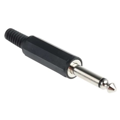 RS PRO Jack Connector, 6.35 mm Cable Mount, Male, Mono, Solder Termination, 2 Pole, Nickel Plated, Polyethylene 392-609