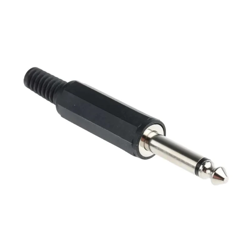 RS PRO Jack Connector, 6.35 mm Cable Mount, Male, Mono, Solder Termination, 2 Pole, Nickel Plated, Polyethylene 392-609