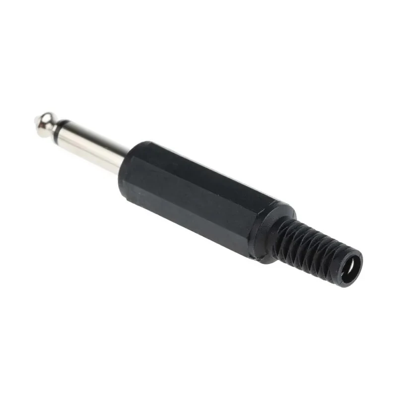 RS PRO Jack Connector, 6.35 mm Cable Mount, Male, Mono, Solder Termination, 2 Pole, Nickel Plated, Polyethylene 392-609