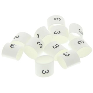 TE Connectivity TRSA Heat Shrink Cable Marker, White, Pre-printed '3', Polyolefin, 6 mm Max Cable, 2 mm Min TRSA-1019/E/1/3