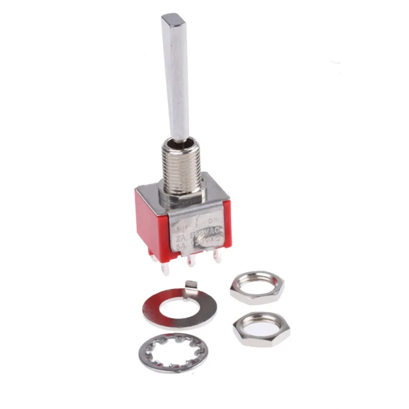 RS PRO Toggle Switch Panel Mount DPDT On-Off-On Solder Terminal 26 V DC 112 V AC 5A Brass Flat Lever 394-469