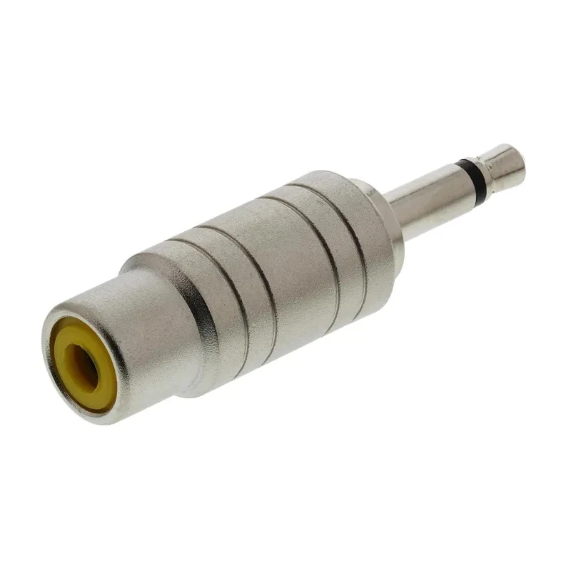 RS PRO Audio Male Straight RCA AV Adapter 392-592, Brass, 38.8mm, Grey, Nickel Plated