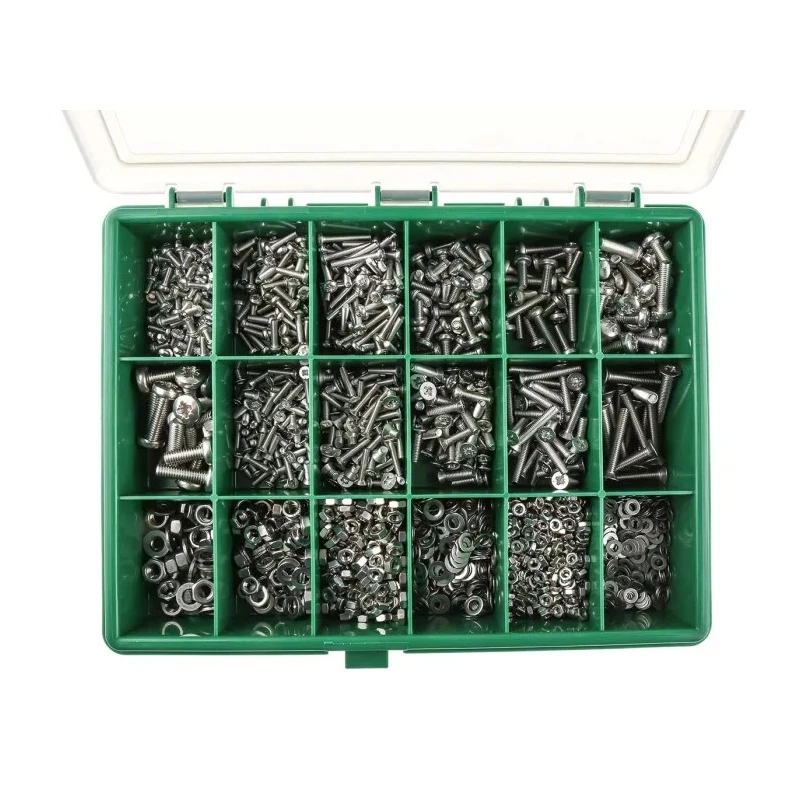RS PRO Stainless Steel Pozidriv Drive Screw and Bolt Kit, 1905 Pieces, DIN 7985/965, Marine Grade, Plain Finish 395-434
