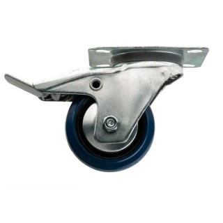 Guitel Hervieu Braked Swivel Castor 80 kg Capacity 80 mm Wheel Rubber Galvanised Steel Plate Mount 12757210