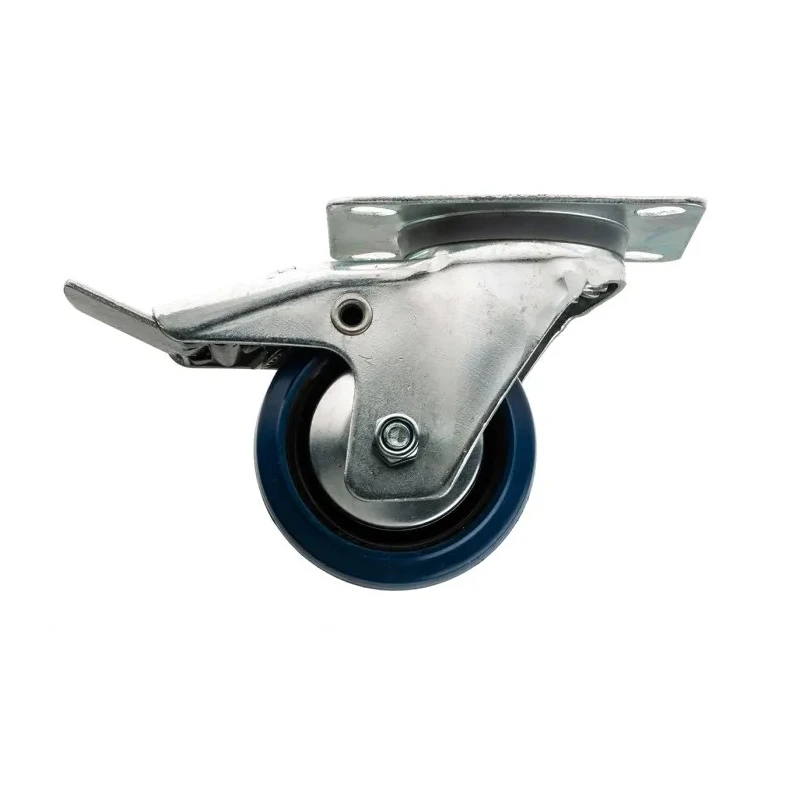 Guitel Hervieu Braked Swivel Castor 80 kg Capacity 80 mm Wheel Rubber Galvanised Steel Plate Mount 12757210