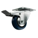 Guitel Hervieu Braked Swivel Castor 80 kg Capacity 80 mm Wheel Rubber Galvanised Steel Plate Mount 12757210