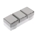 Siemens 16A 250V Grey 3 Gang Plug Socket DELTA Outdoor Type F IP44 Screwless Surface Mount 70x70x45mm 5UB4731