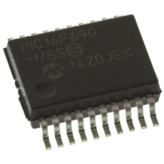 Microchip PIC16F690-I/SS 8-bit PIC Microcontroller, 48 MHz, 7kB Flash, 20-Pin SSOP