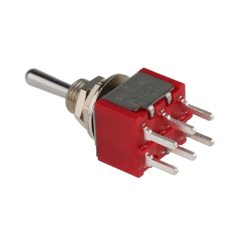 RS PRO PCB Mount DPDT Toggle Switch On-Off-On, Solder Terminal, 5A, 28V DC / 120V AC, Chrome Plated Brass Actuator 401-692