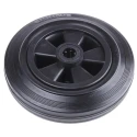 Guitel Hervieu Black Rubber Trolley Wheel 200 mm Diameter, 47 mm Width, 200 kg Load Capacity, Roller Bearing 1811120