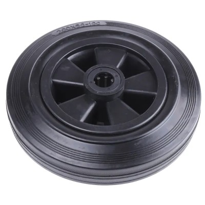 Guitel Hervieu Black Rubber Trolley Wheel 200 mm Diameter, 47 mm Width, 200 kg Load Capacity, Roller Bearing 1811120