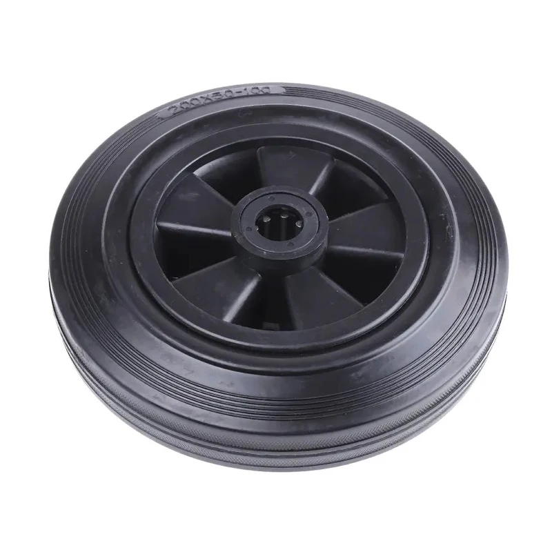 Guitel Hervieu Black Rubber Trolley Wheel 200 mm Diameter, 47 mm Width, 200 kg Load Capacity, Roller Bearing 1811120