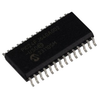 Microchip 16-bit PIC24FJ Microcontroller, 32 MHz, 64 kB Flash, 8 kB RAM, 28-Pin SOIC, PIC24FJ64GA002-I/SO