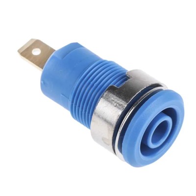Staubli Blue Female Banana Socket, 4 mm Tab Termination, 1000V, 24A, Gold Plating 23.3000-23