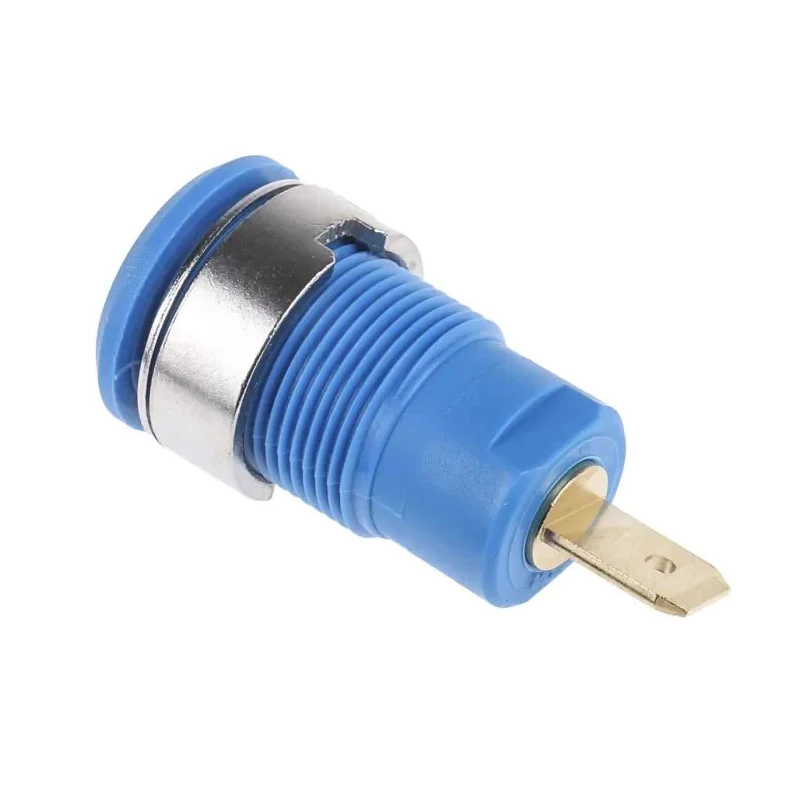 Staubli Blue Female Banana Socket, 4 mm Tab Termination, 1000V, 24A, Gold Plating 23.3000-23