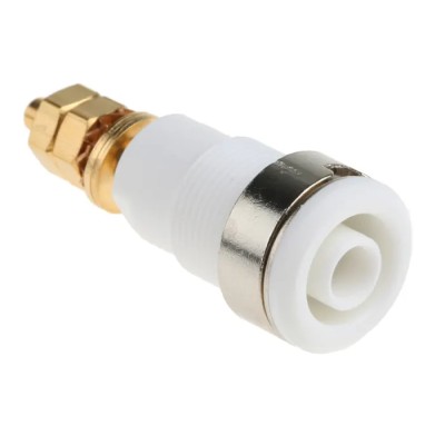 Staubli White Female Banana Socket, 4 mm Connector, Solder Termination, 1000V, 32A, Gold Plating 23.3020-29