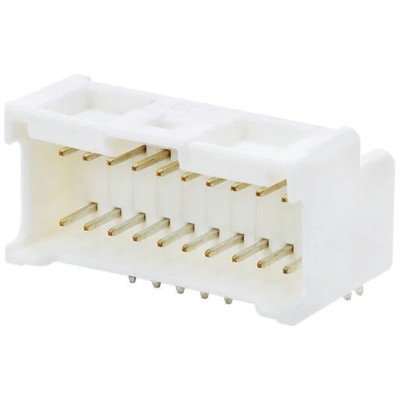 Molex MicroClasp Series Right Angle Through Hole PCB Header, 18 Contacts, 2 mm Pitch, Double Row, Shrouded, Brass 55959-1830