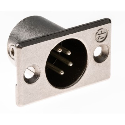 Neutrik Panel Mount XLR Connector, 4-Pin Male, Straight, 10A 50V, Solder Termination, Silver Over Nickel Plating NC4MP