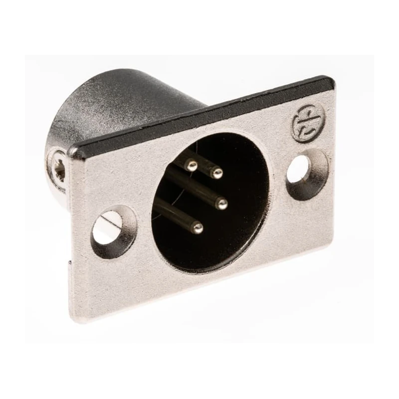 Neutrik Panel Mount XLR Connector, 4-Pin Male, Straight, 10A 50V, Solder Termination, Silver Over Nickel Plating NC4MP