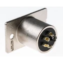 Neutrik Panel Mount XLR Connector, 4-Pin Male, Straight, 10A 50V, Solder Termination, Silver Over Nickel Plating NC4MP