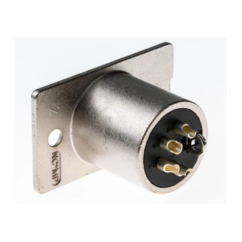 Neutrik Panel Mount XLR Connector, 4-Pin Male, Straight, 10A 50V, Solder Termination, Silver Over Nickel Plating NC4MP