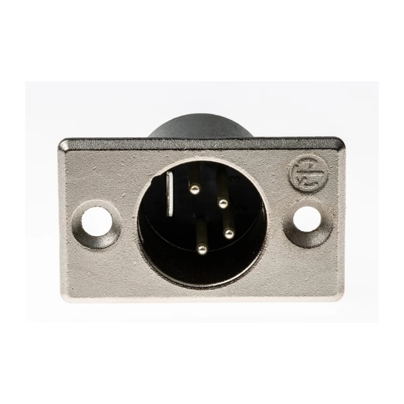 Neutrik Panel Mount XLR Connector, 4-Pin Male, Straight, 10A 50V, Solder Termination, Silver Over Nickel Plating NC4MP