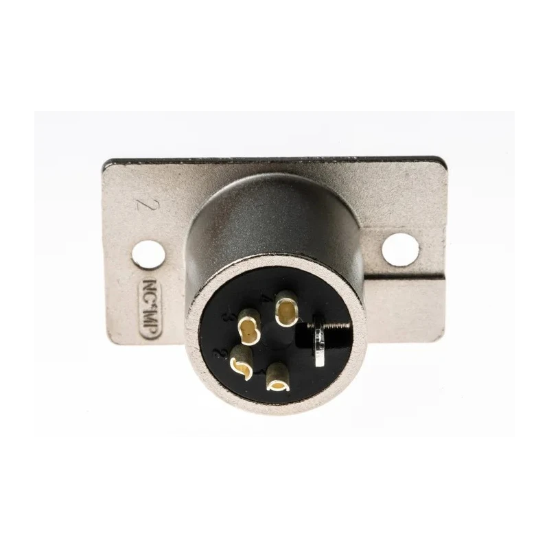 Neutrik Panel Mount XLR Connector, 4-Pin Male, Straight, 10A 50V, Solder Termination, Silver Over Nickel Plating NC4MP