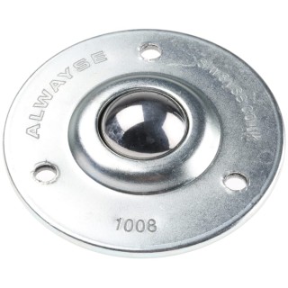 ALWAYSE Ball Transfer Unit 3-Hole Flange, 25 mm Ball Diameter, Steel, 55 kg Load 100813