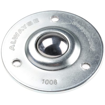 ALWAYSE Ball Transfer Unit 3-Hole Flange, 25 mm Ball Diameter, Steel, 55 kg Load 100813
