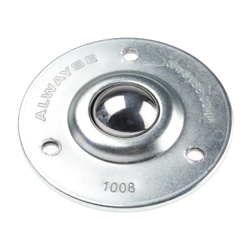ALWAYSE Ball Transfer Unit 3-Hole Flange, 25 mm Ball Diameter, Steel, 55 kg Load 100813