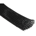 RS PRO Expandable Braided Polyethylene Terephthalate Cable Sleeve, Black, 30m Length, 31.7mm Max Diameter, 408-299