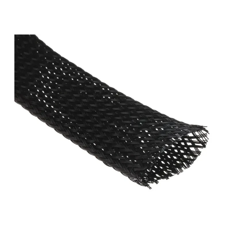 RS PRO Expandable Braided Polyethylene Terephthalate Cable Sleeve, Black, 30m Length, 31.7mm Max Diameter, 408-299