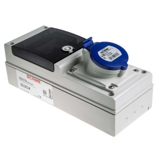 Scame DOMINO IP44 Wall Mounted Residual Current Device 2P+PE Angled Blue 32A 230V 