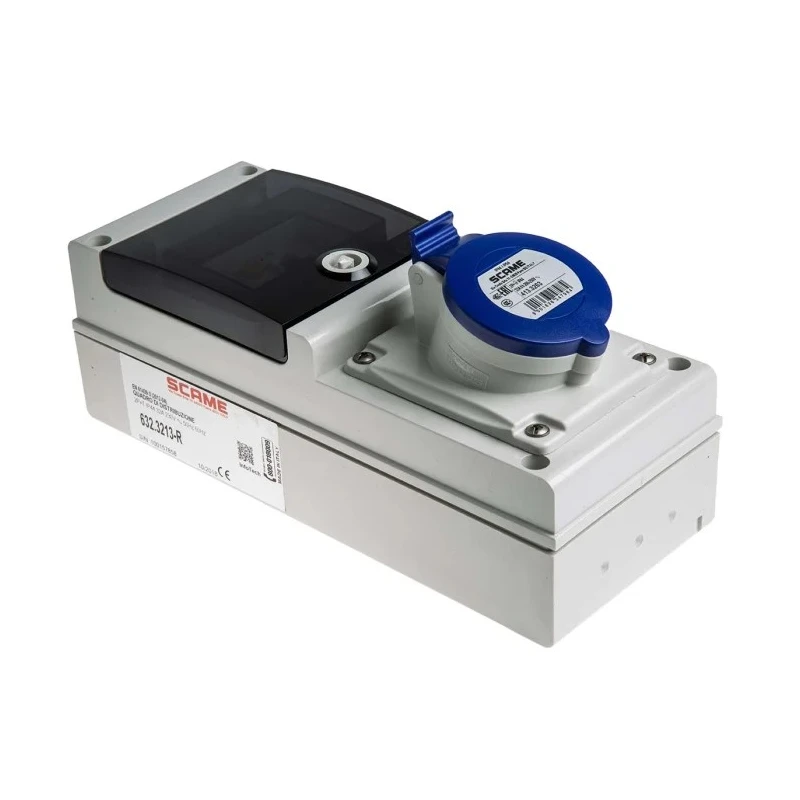 Scame DOMINO IP44 Wall Mounted Residual Current Device 2P+PE Angled Blue 32A 230V 