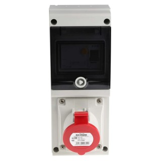 Scame DOMINO IP44 Residual Current Device Wall Mount 3P+PE 32A 415V Red 